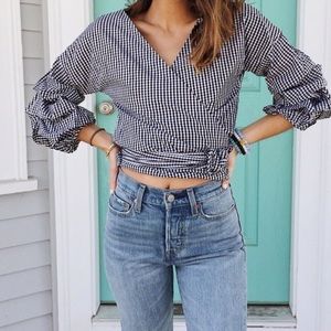 Blue long sleeve crop.